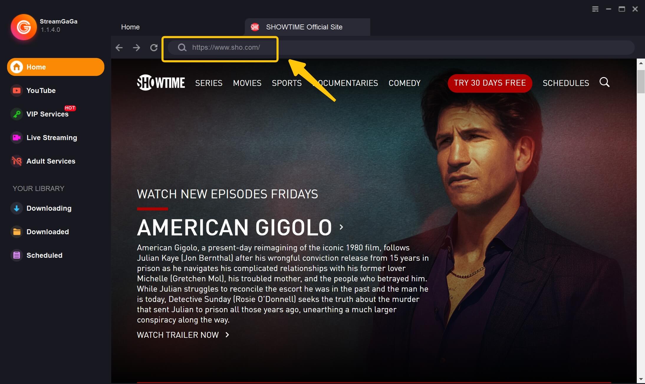 <b>步驟1：</b>在主頁上輸入AMC網站。